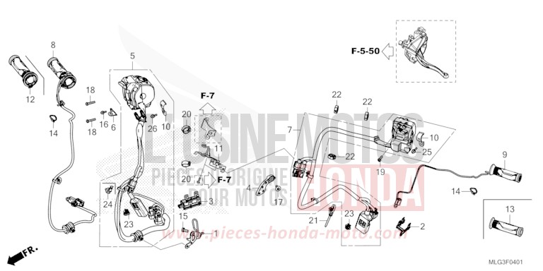 COMMUTATEUR/CABLE (DCT) de Africa Twin DCT PEARL GLARE WHITE (NHB53H) 2022